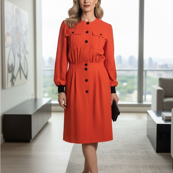 🌹 VINTAGE Valentino Miss V Designer Red DressIT 42 / US 6Old Money Chic
